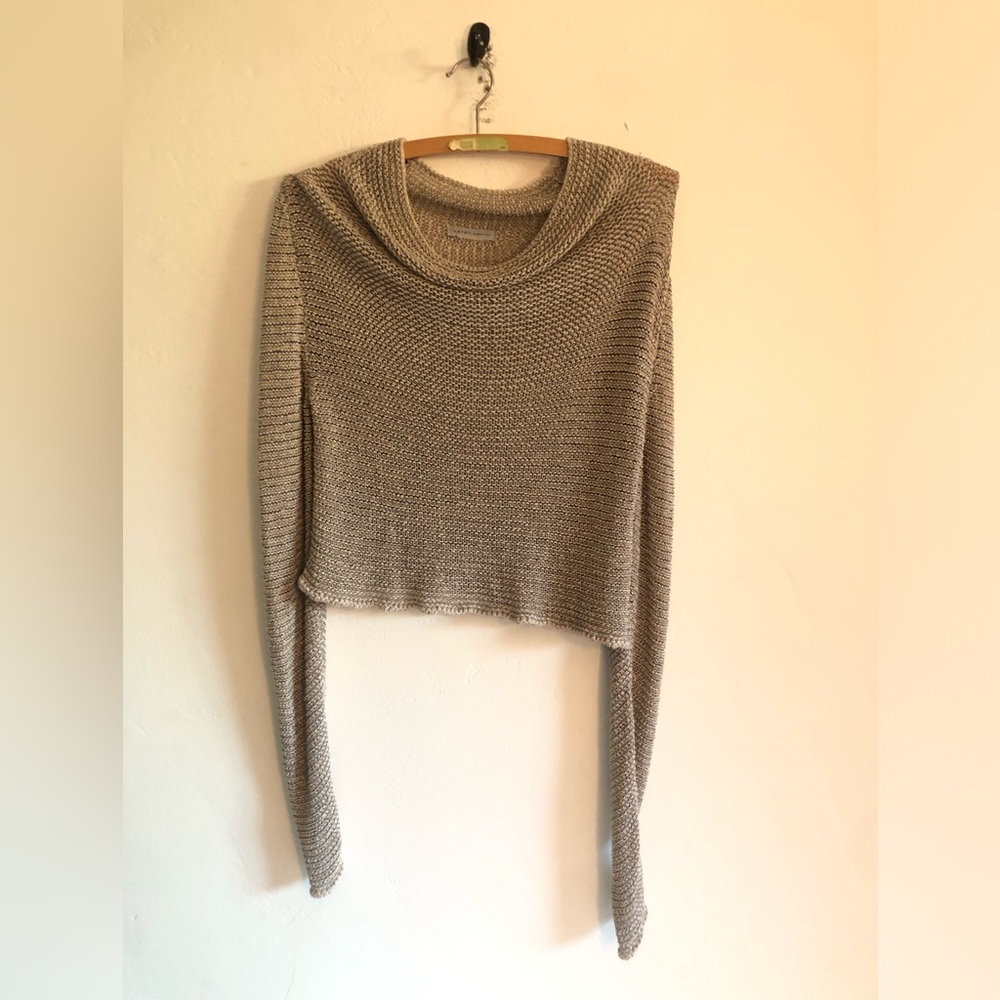 Sarah Pacini Women Cropped Sweater Knitted Top Natural Color Size S Italy